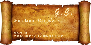 Gerstner Cirjék névjegykártya